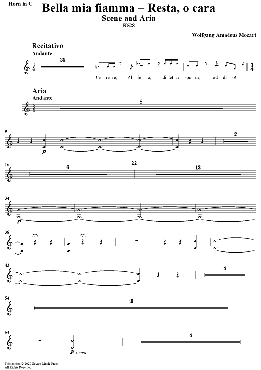 "Bella mia fiamma", scena and "Resta, o cara", aria, K528 - Horn in C