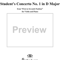 Student's Concerto No. 1 in D Major, "First to Seventh Position" - Piano Score