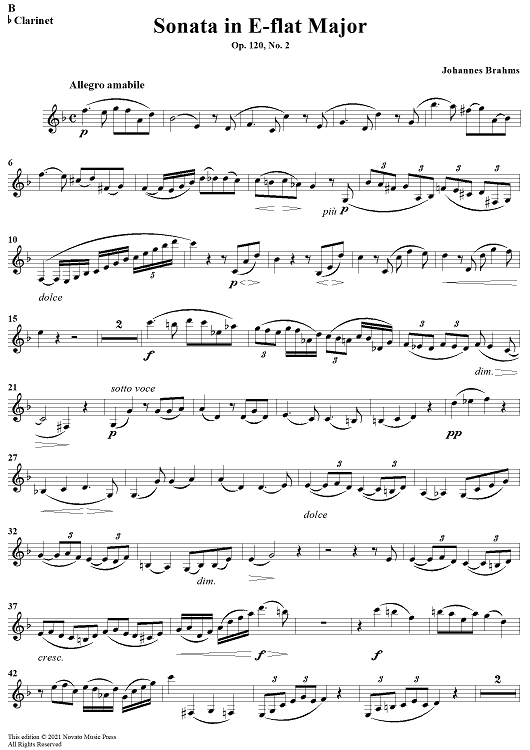 Sonata in Eb Major, Op. 120, No. 2 - Clarinet