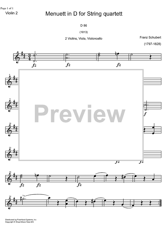 Minuet D Major D86 - Violin 2