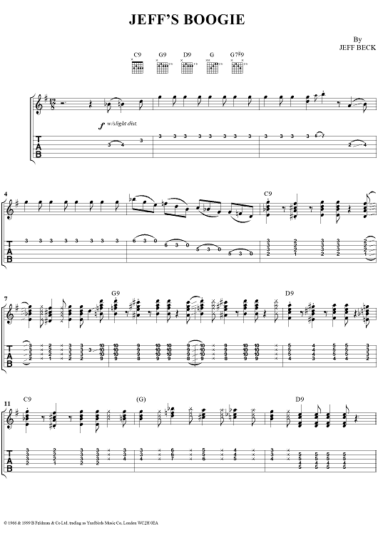 Jeff Beck: Greensleeves sheet music for guitar (tablature) (PDF)