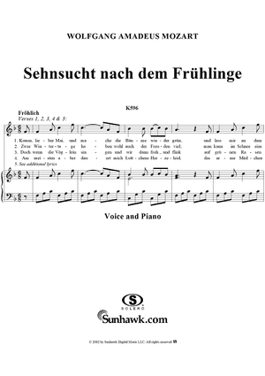 Sehnsucht nach dem Frühling, K596