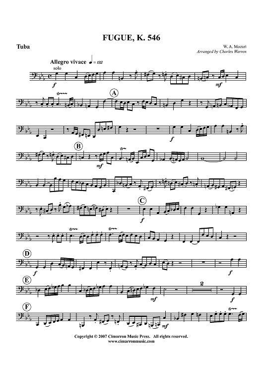 Fugue in C Min, K. 546 - Tuba