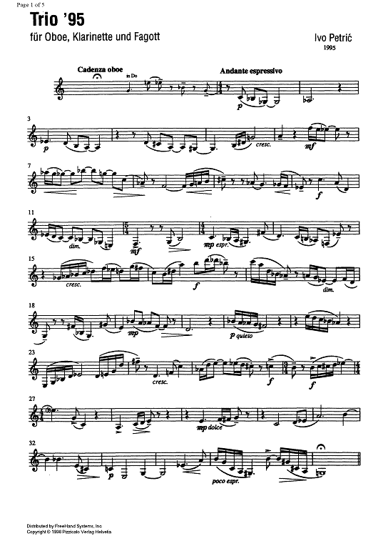 Trio '95 - Clarinet in B-flat