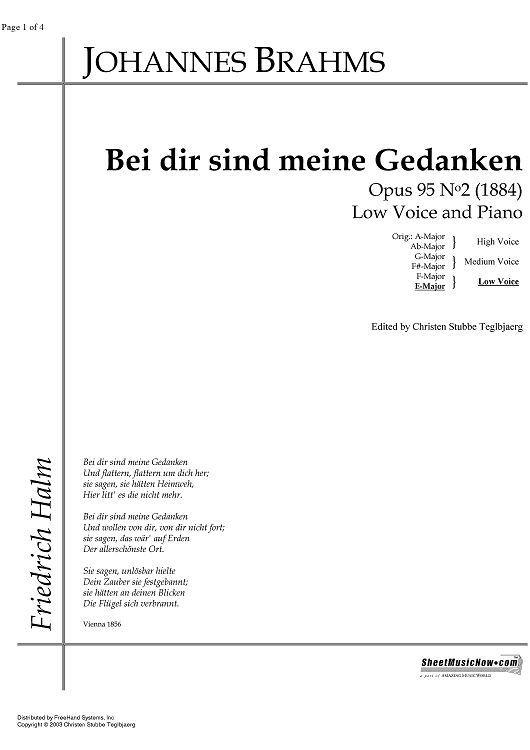 Bei dir sind meine Gedanken Op.95 No. 2