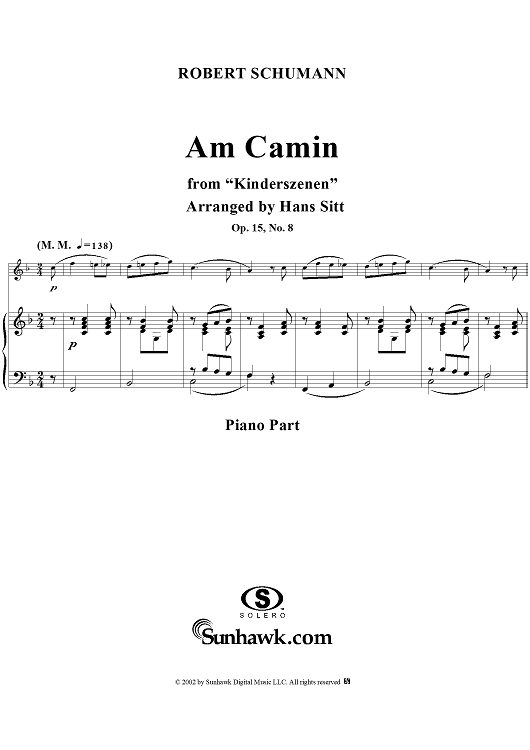 Kinderszehen, Op. 15, No. 08, "Am Camin" (By the fireside), - Piano