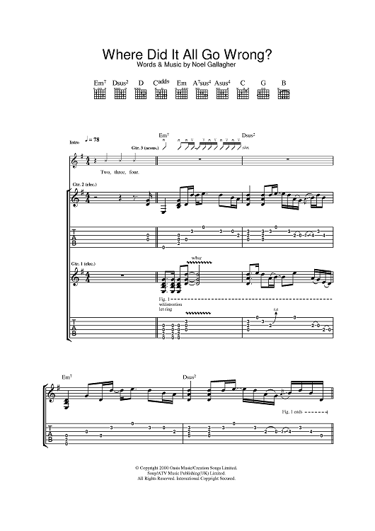 Columbia Sheet Music By Oasis For Guitar Tab Sheet, 60% OFF