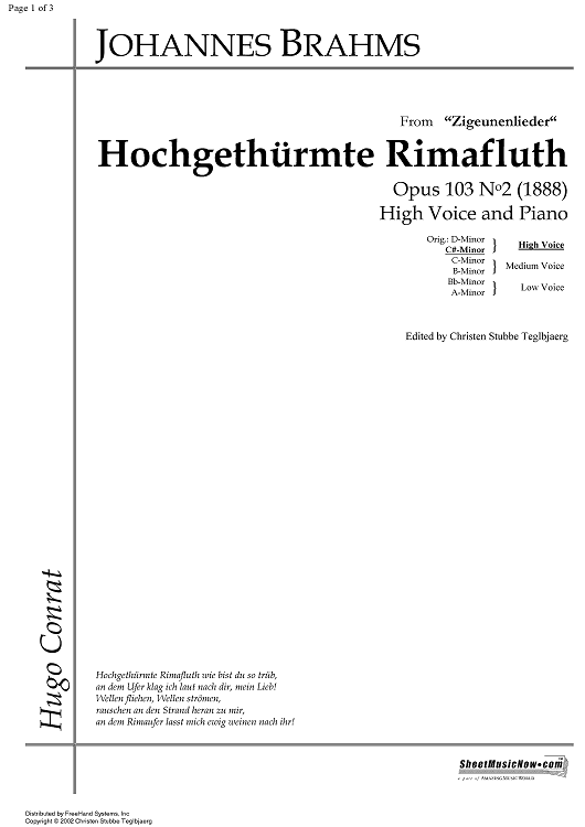 Hochgethürmte Rimafluth Op.103 No. 2