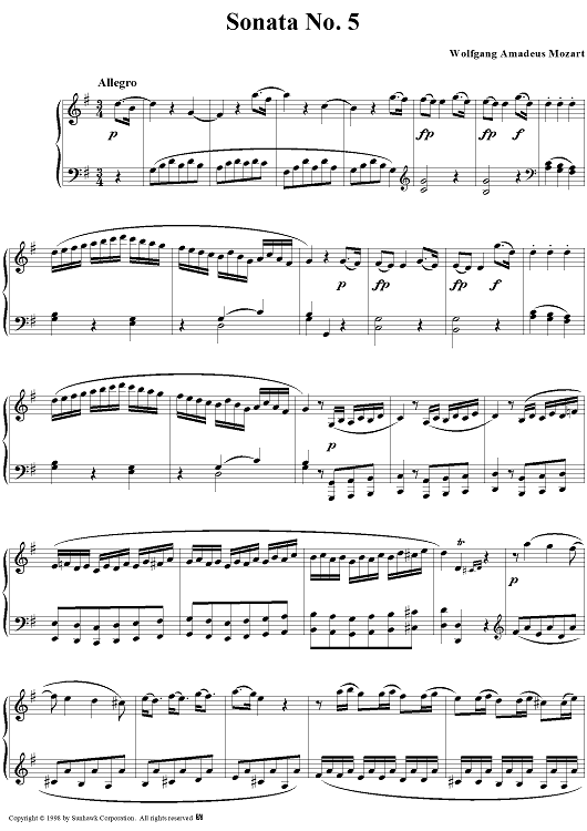 Piano Sonata no. 5 in G major, K283 (K189h)