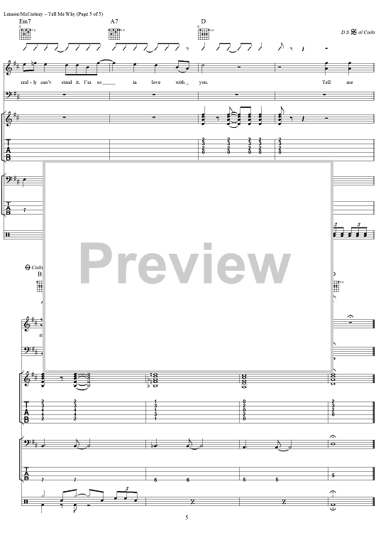 The Beatles Tell Me Why Sheet Music in Bb Major - Download & Print - SKU:  MN0061869