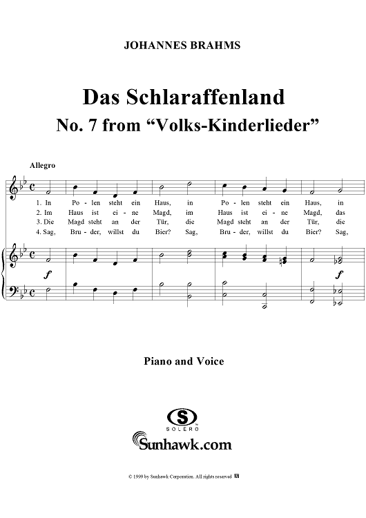 Das Schlaraffenland - No. 7 from "Volks-Kinderlieder"  WoO 31