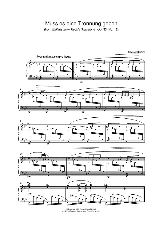 Muss es eine Trennung geben (from Ballads from Tieck's 'Magelone', Op. 33, No. 12)