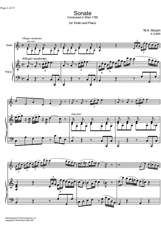 Sonata No.30 C Major KV403 - Score