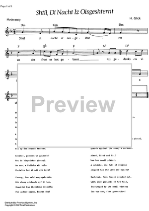 Shtil, Di Nacht Iz Oisghesternt - Score