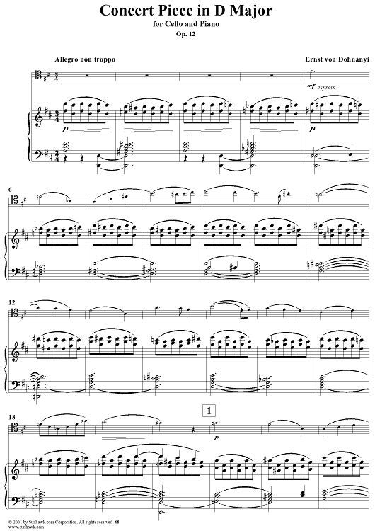 Concert Piece, Op. 12 - Piano Score