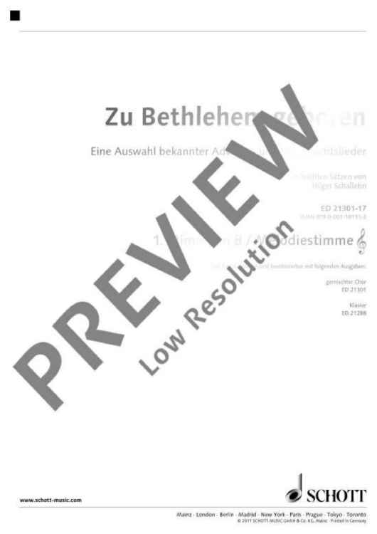 Zu Bethlehem geboren - 1st Part In Bb / Canto (violin Clef): Clarinet,...