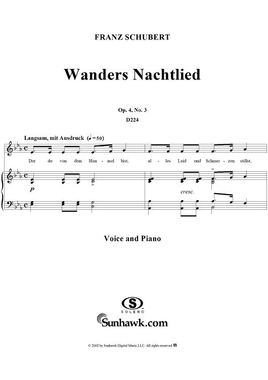 Wanders Nachtlied, Op.4 No.3, D224