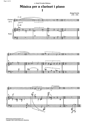 Música per a Clarinet i Piano - Score