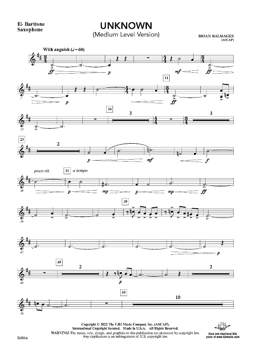 Unknown (Medium Level Version) - Eb Baritone Sax