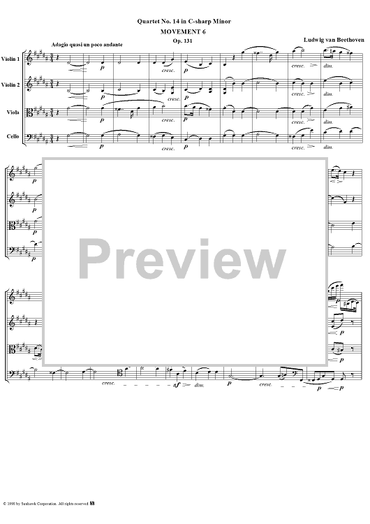 Quartet No. 14, Movement 6 - Score