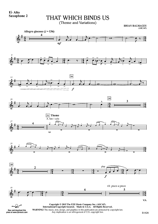 That Which Binds Us (Theme and Variations) - Eb Alto Sax 2