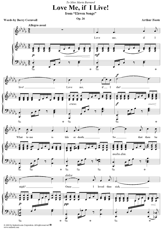 Love Me, If I Live! (from "Eleven Songs"), Op. 26