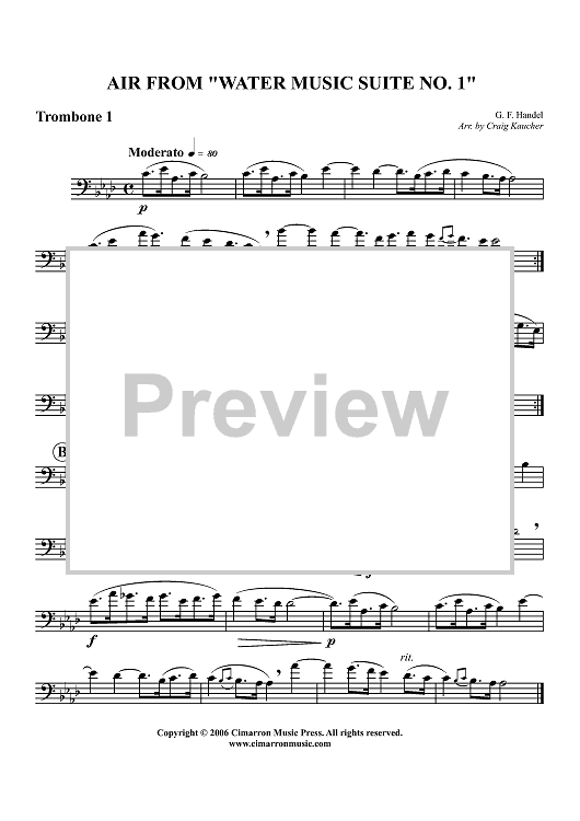 Air from "Water Music Suite No. 1" - Trombone 1