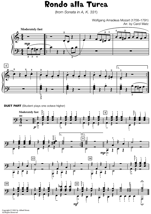 Rondo Alla Turca (from Sonata in A, K. 331)