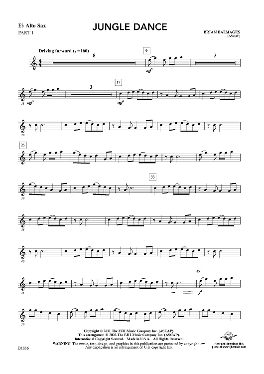 Jungle Dance - Eb Alto Sax Part 1