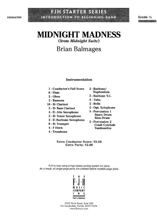 Midnight Madness - Score Cover