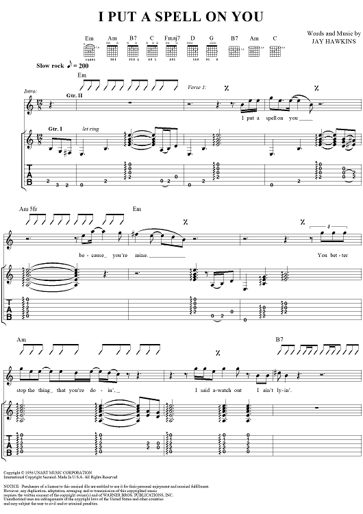 I Put A Spell On You Sheet music for Piano, Vocals (Piano-Voice)
