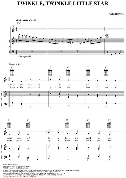 Twinkle Twinkle Little Star - Sheet Music 