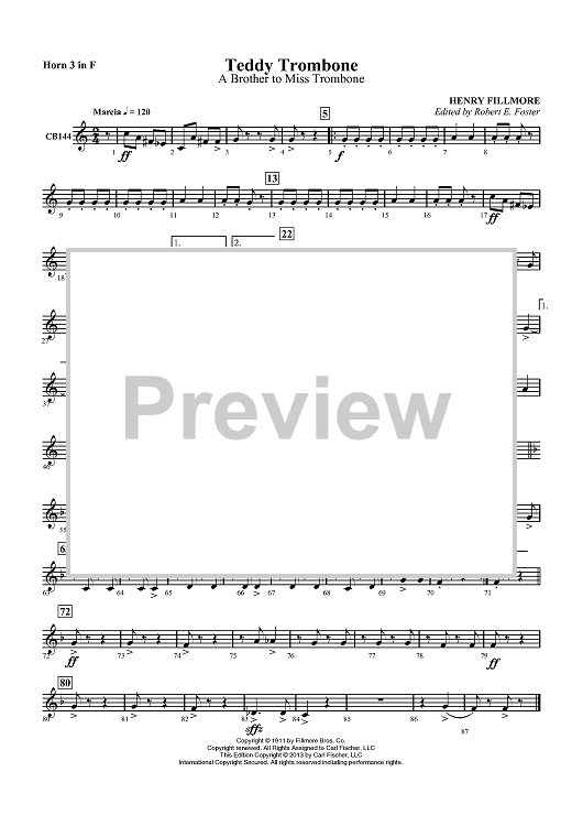 Teddy Trombone - A Brother to Miss Trombone - Horn 3 in F