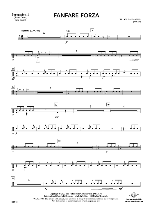 Fanfare Forza - Percussion 1