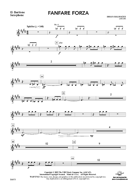 Fanfare Forza - Eb Baritone Sax