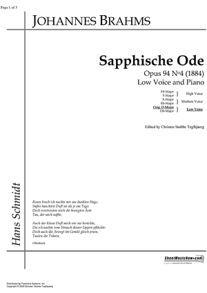 Sapphische Ode Op.94 No. 4