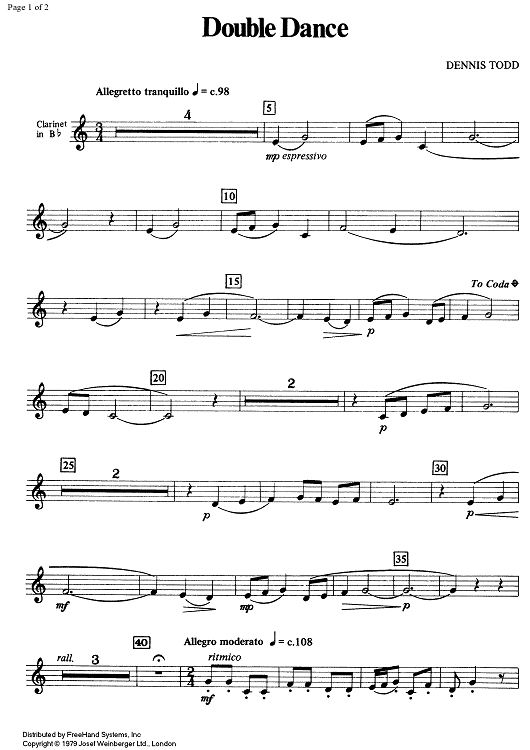 Elementary 2/3 - Double Dance - Clarinet