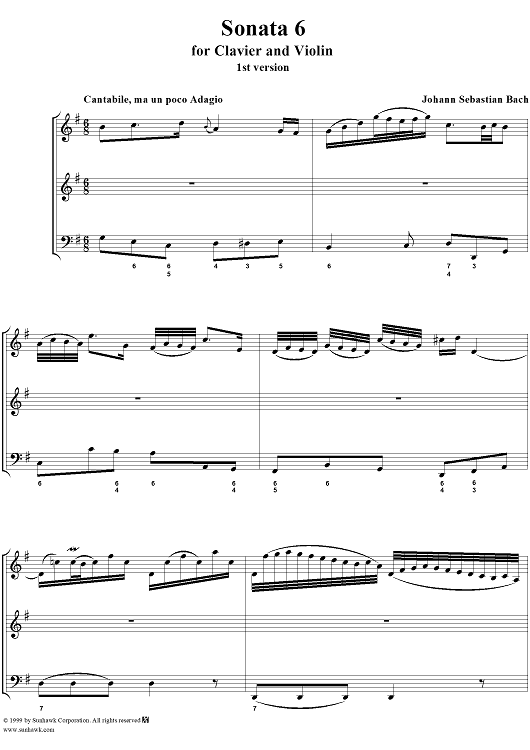 Sonata 6 for Clavier and Violin, 1st version, Cantabile