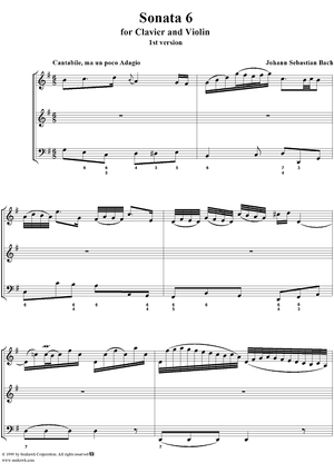 Sonata 6 for Clavier and Violin, 1st version, Cantabile