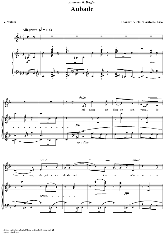 Aubade Sheet Music for Voice Piano Sheet Music Now