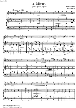 Minuet (from String Quintet Op. 23) - Score