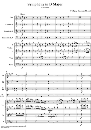 Symphony (No. 47) in D Major, K97 - Full Score