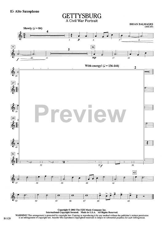 Gettysburg (A Civil War Portrait) - Eb Alto Sax