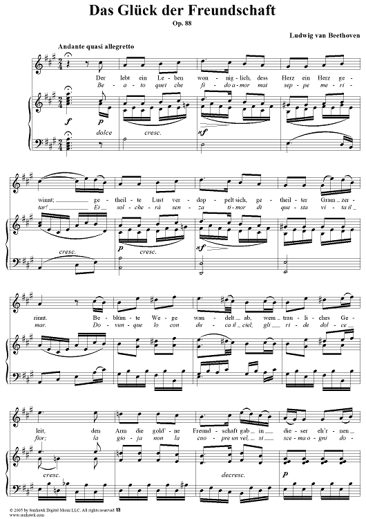 Das Glück der Freundschaft, Op. 88