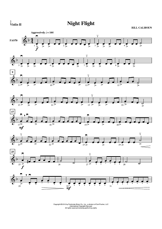 Night Flight - Violin 2" Sheet Music for String Orchestra