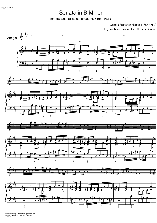 Sonata No. 3 b minor From Halle HWV 367b - Score