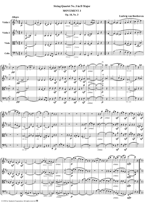 Op. 18, No. 3, Movement 3 - Allegro - Score