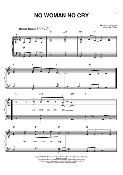 No Woman, No Cry Sheet Music (Piano)