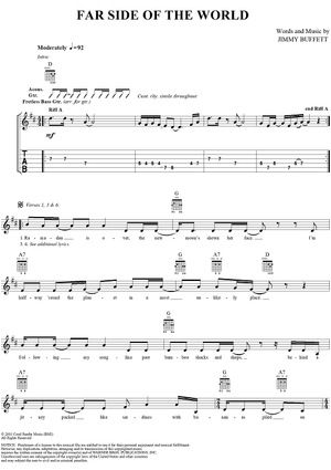 Far Side of the World Sheet Music by Jimmy Buffett for